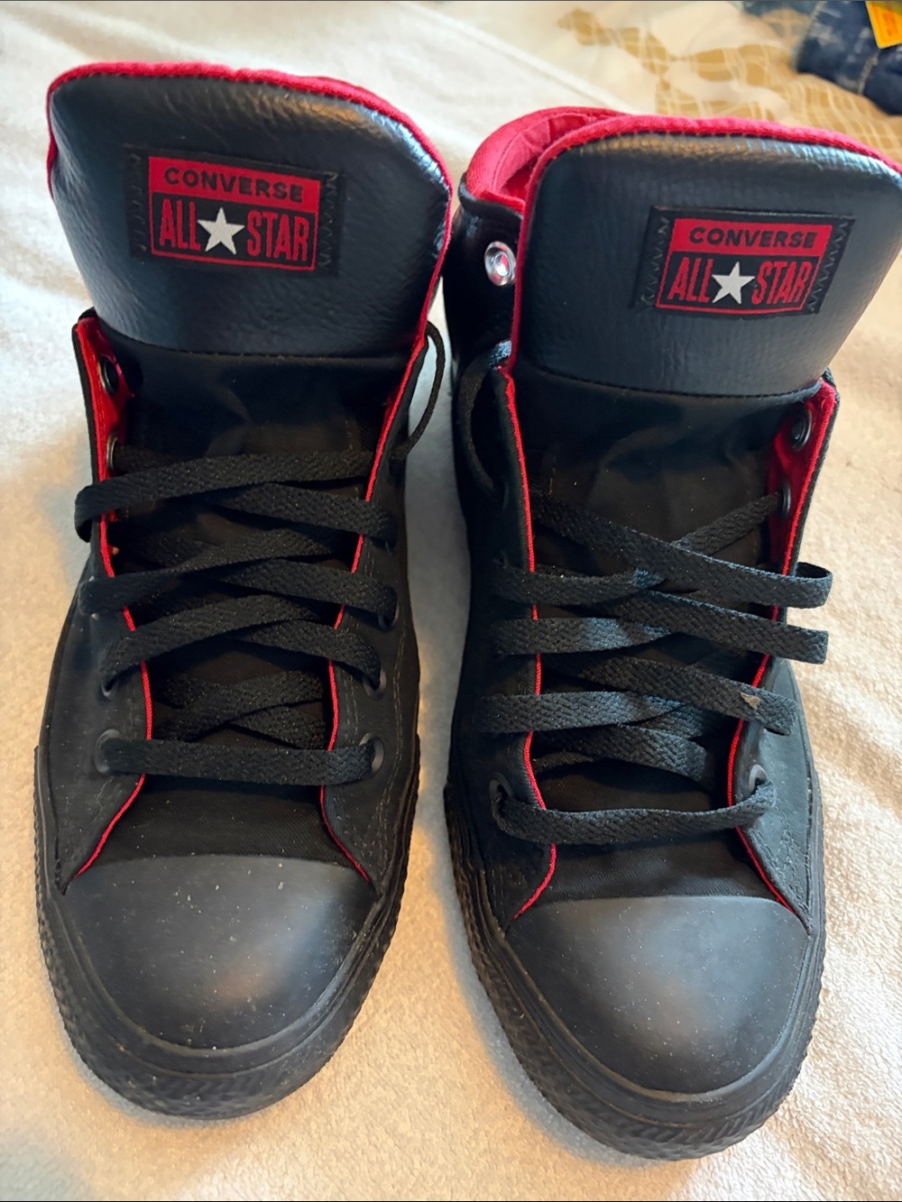 Converse Men's Black High-Top Sneakers with Red Trim